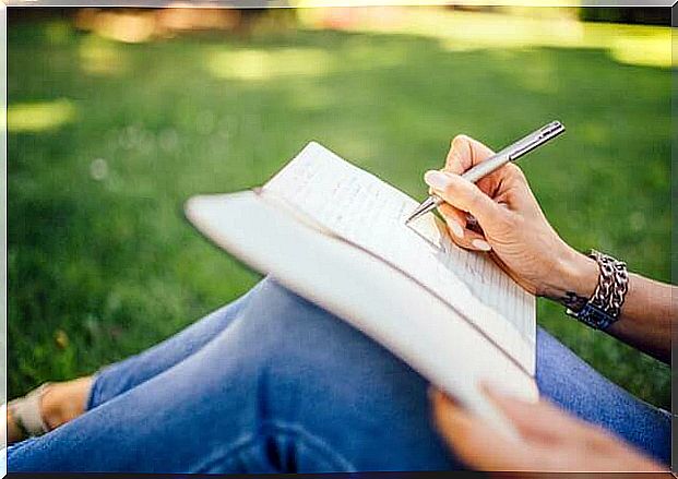 Woman writing diary