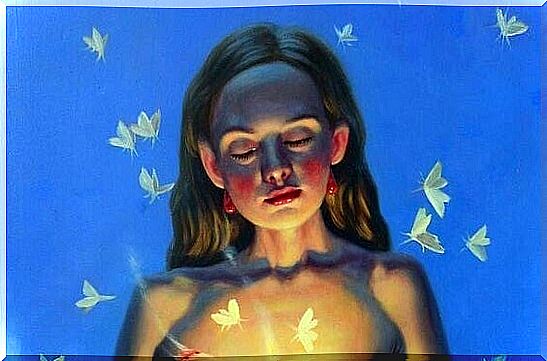 Woman and butterflies