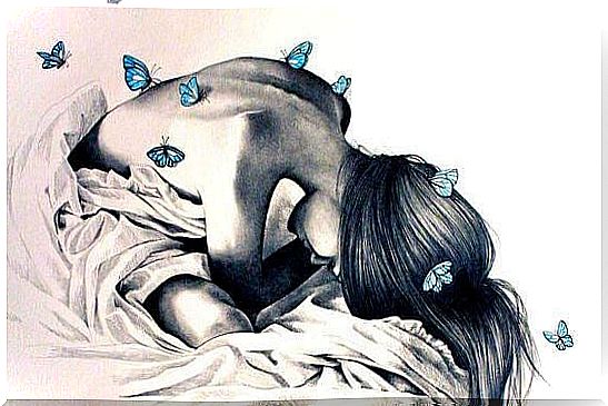 Butterflies on woman