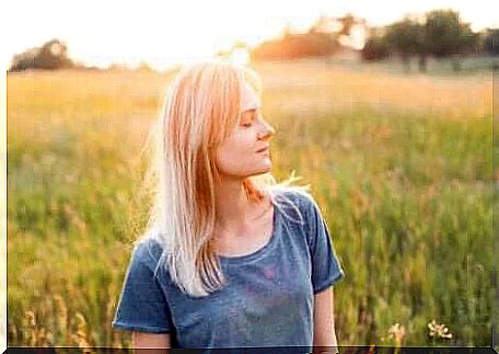 A woman in a field