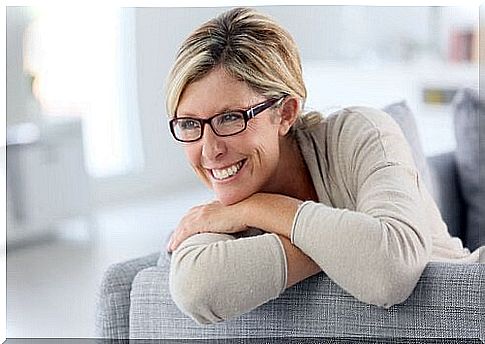 Smiling woman with glasses