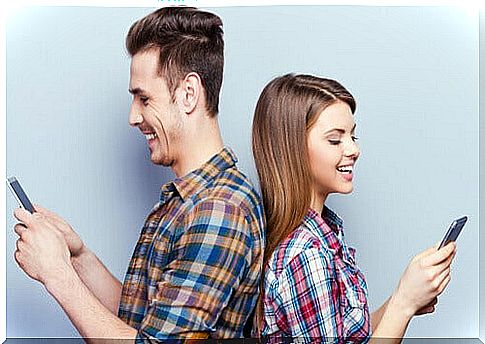 Couple with cell phones