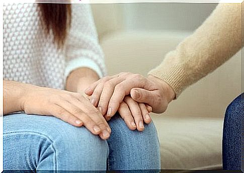 Psychologist comforts patient