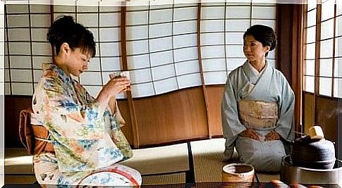 Two women during a tea ceremony