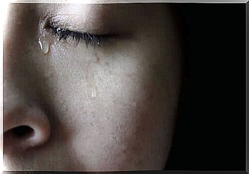 A woman crying