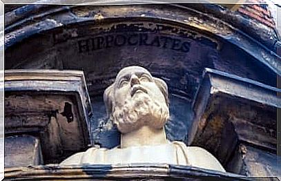 A bust of Hippocrates.