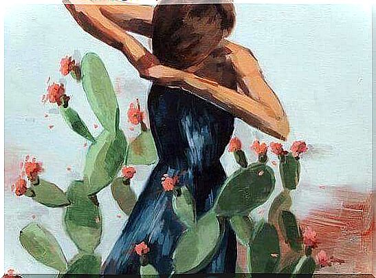 Woman among cacti